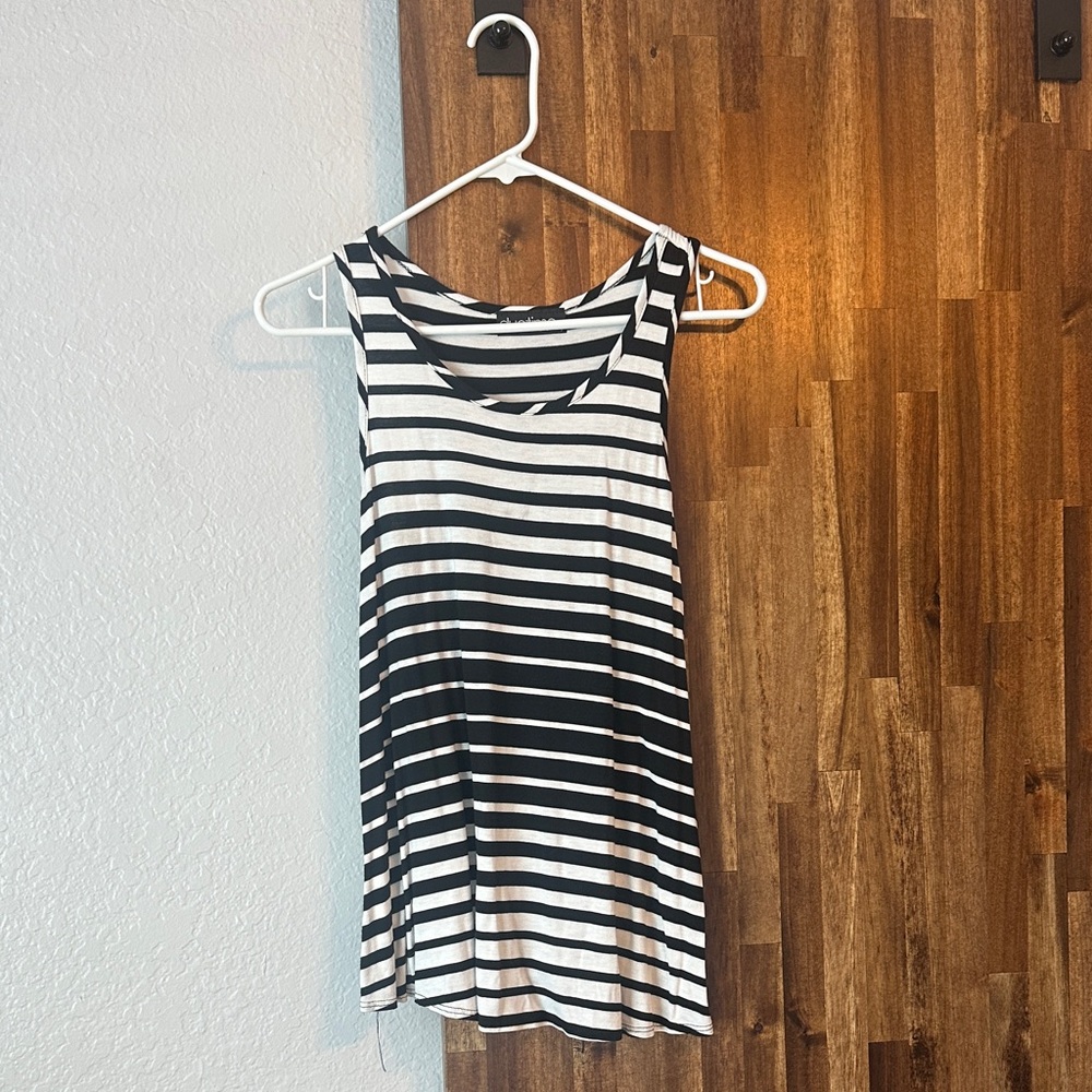 Chic Black and White Striped Maternity Tank Top